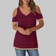 thumbnail image 2 of Tops de Algodón para Mujeres Tira Impresa Manga Corta Cuello en V Fuera Del Hombro, Top de Moda para el Uso Diario, 2 of 9
