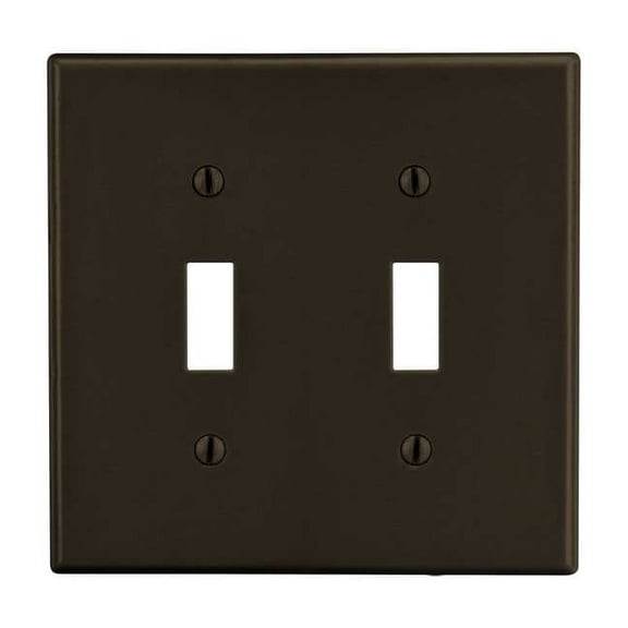 Hubbell Wiring Device-Kellems Tgl Switch Wll Plt,Mid;Brn,2Gng,Smth Stn PJ2