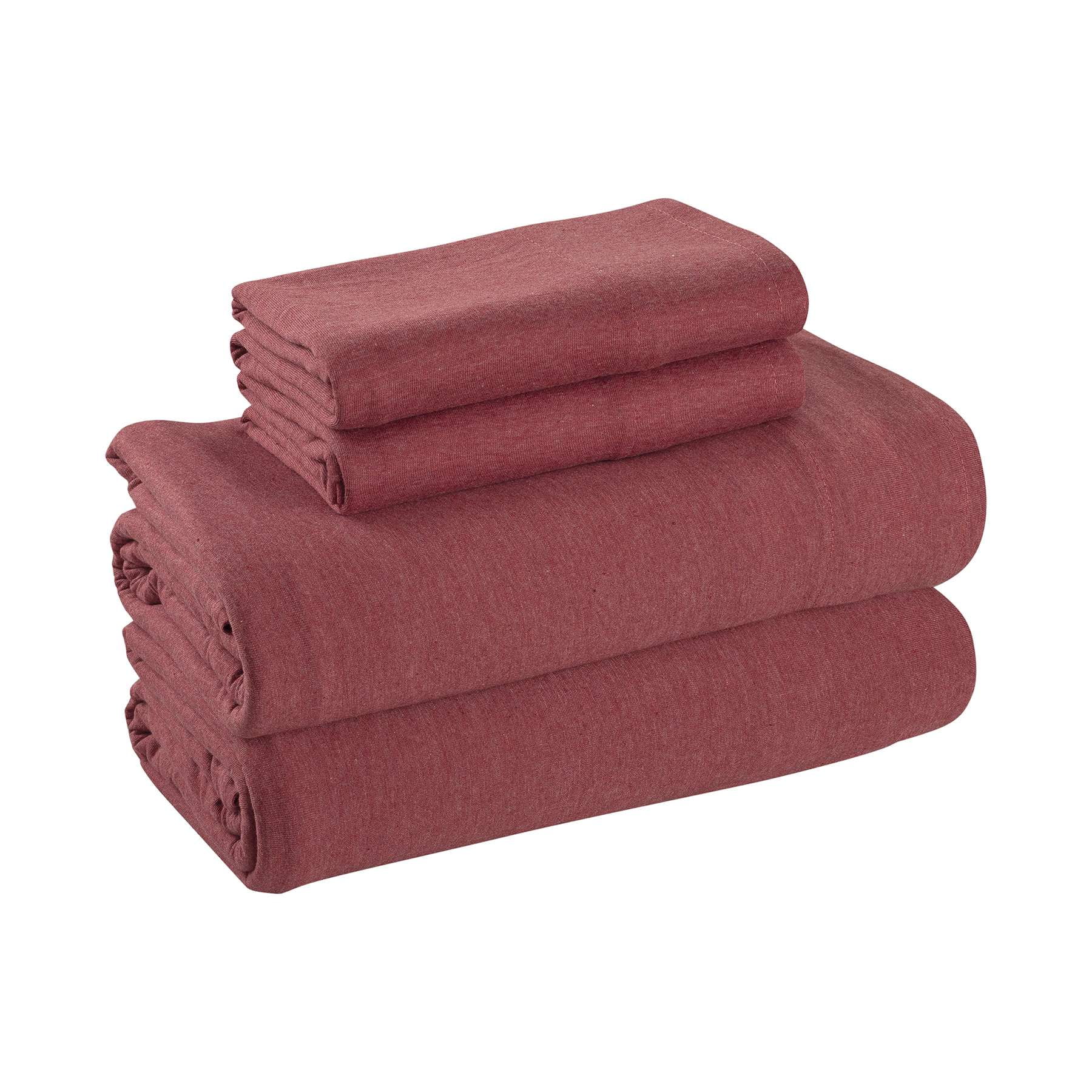 Mainstays Jersey Cotton Poly Sheet Set, Red Sedona, Full, 4 Pieces