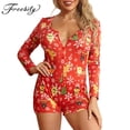 thumbnail image 2 of Mono Sexy ajustado para mujer, pijama de talla grande con estampado navideño, chándal de una pieza, ropa de dormir, 2 of 4