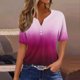 thumbnail image 1 of mfyjkho Tops Elegantes Para Mujer, Blusa Informal De Manga Corta Con Cuello En V Y Degradado Para Mujer Tops Para Hacer Ejercicio Xxl, 1 of 5