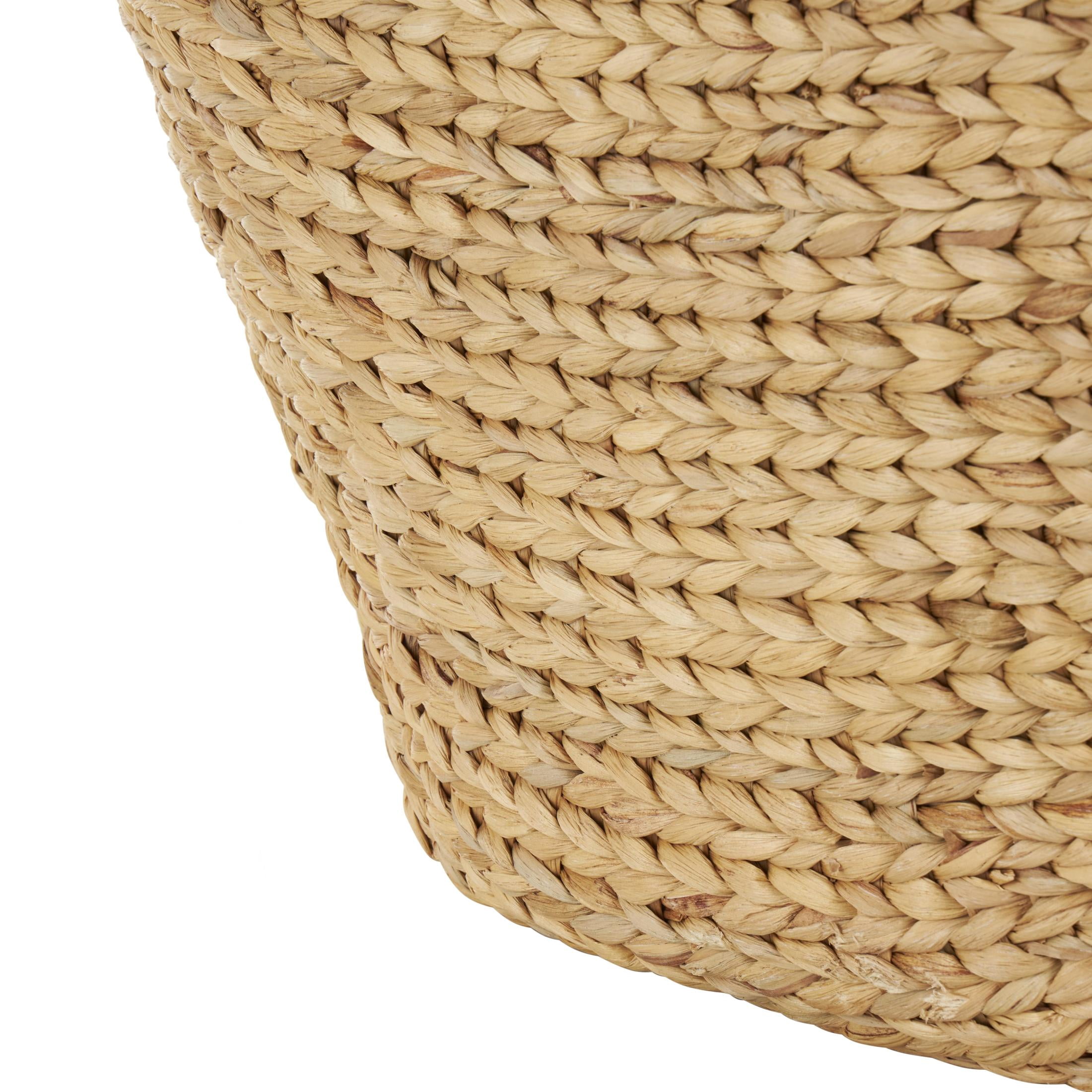 DecMode 31" x 19" Brown Seagrass Handmade Large Woven Storage Basket with Ring Handles, 1-Piece