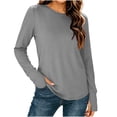 thumbnail image 4 of gbyLJF Women's Basic Long Sleeve T Shirts Round Neck Base Layer Tops Thumbhole Fall Thermal Undershirts, 4 of 8
