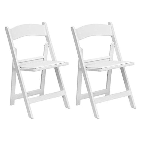 White Resin Folding Chairs - Set of 2 Lightweight Stackable Chairs with Padded Seats - Durable 1000LB Capacity - Comfortable Indoor/Outdoor Event Chairs for Weddings, Parties, and More