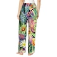 thumbnail image 3 of Xecao Watercolor Blooming Cactus Women's Straight Lounge Pajama Pants: The Epitome of Relaxed Sleepwear, 3 of 9