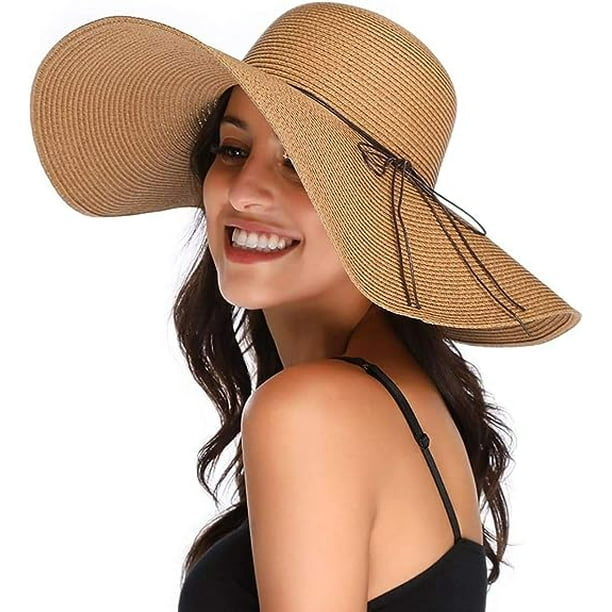 Women Floppy Hat Straw Hat Wide Brim Sun Caps Breathable Foldable
