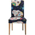 thumbnail image 2 of RYLABLUE Traditional Sugar Skull Stretch Chair Cover Protector Seat Slipcover for Dining Room Hotel Wedding Party Set of 4, 2 of 5