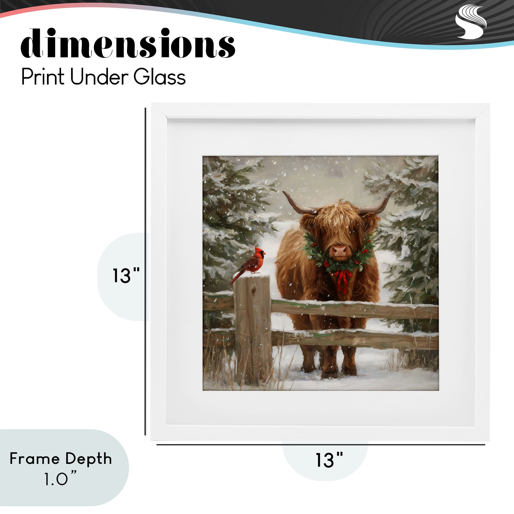 Stupell Industries Christmas Cow & Cardinal White Framed Print Under Glass, design by Tina LeCour