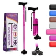thumbnail image 1 of Bastón Allay para hombre y mujer: plegable, ajustable y plegable para personas mayores, con equilibrio, de pie, punta pivotante, resistente, con bolsa de viaje | Bastones para personas mayores - Rosa, 1 of 5