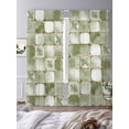 thumbnail image 3 of Sage Green Geometric Semi Sheer Window Curtains 84 Inches Long, Modern Abstract Art Botanical Rod Pocket Voile Silky Chiffon Curtain Light Filtering Drapes for Living Room, Kitchen, 52"x84", 2 Panels, 3 of 9