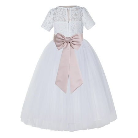 

White Floral Lace Vintage Flower Girl Dresses Special Occasions LG2T