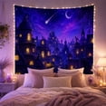 thumbnail image 2 of Fantasy Cityscape Under Starry Night, Serene Whimsical Celestial for Space Lovers, Fantasy Wall Art, Housewarming Gift Tapestry Wall Hanging for Bedroom, Living Room and Dorm, 2 of 7