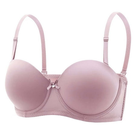 Arnsht Women s Solid Color Gathered Underwear Underwire Bra Push Up Ultra Soft Breathable Comfort Multiway Bras with Straps Gray 90