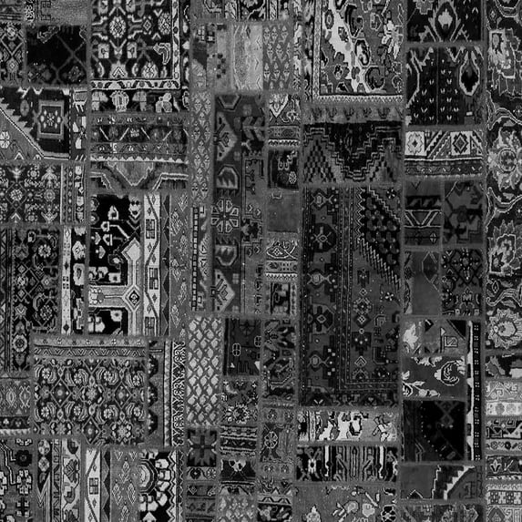 Ahgly Company Indoor Square Patchwork Gray Transitional Area Rugs, 3' Square