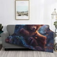 thumbnail image 2 of Uemuo Lazy Stone Bear Printed Throw Blanket for Couch, Fluffy Fuzzy Blankets for Bed, Sofa, Cozy Flannel Faux Fur Blanket-80"x60", 2 of 6