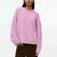 thumbnail image 2 of Womens Comfy Sweaters Loose Crewneck Knit Plain Sweatshirt Pullover Drop Shoulder Long Sleeve Fall Winter Tops (S, Pink), 2 of 7