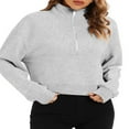 thumbnail image 2 of Women Half Zip Sweatshirts Stand Collar Long Sleeve Pullover Tops, 2 of 5