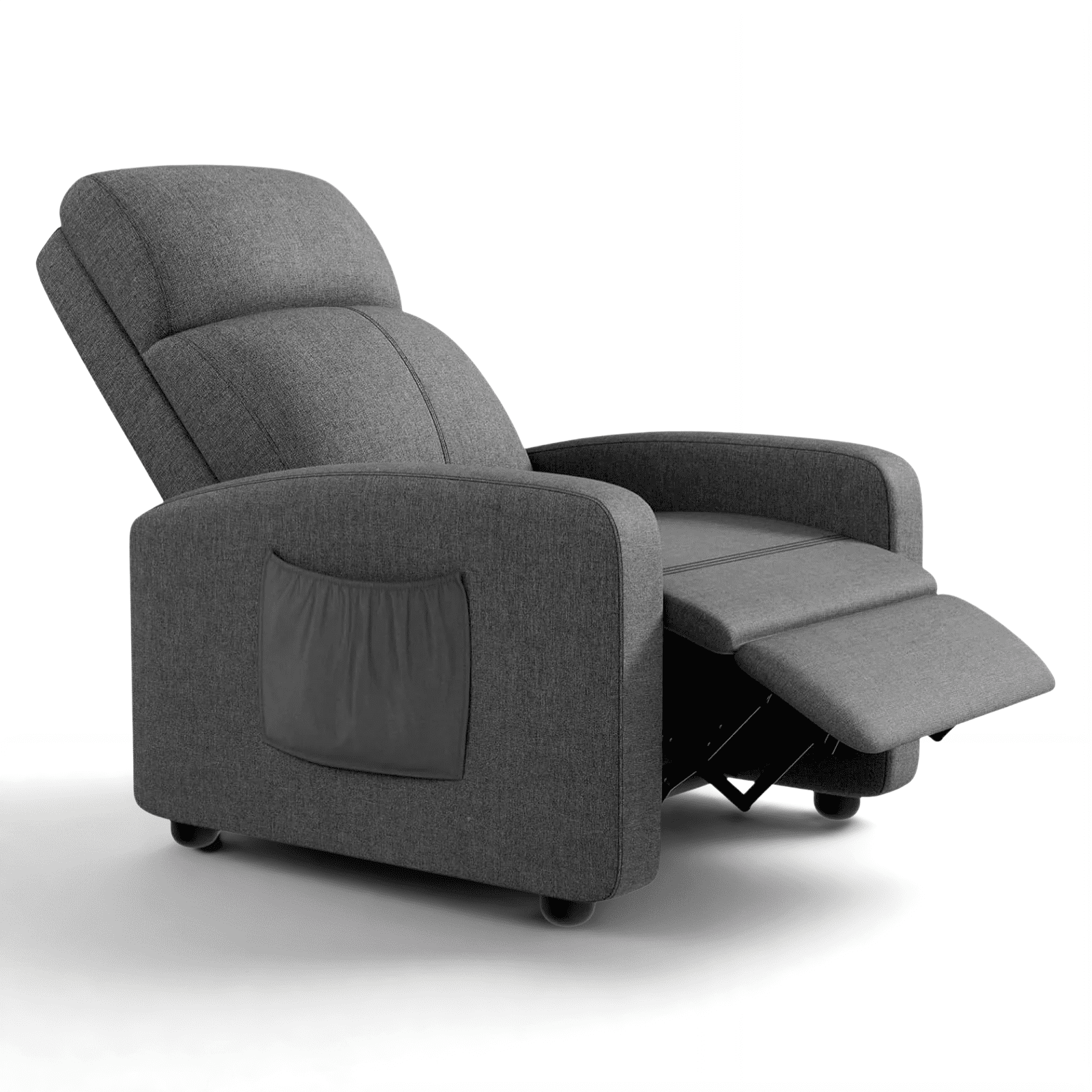 TLSUNNY Recliner Chair with Side Pocket, Adjustable Backrest & Footrest Linen Fabric Sofa, for Living Room,Home Theater