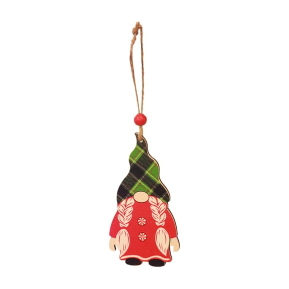 Christmas Gnome Wooden Hanging Ornament – Handmade Santa Claus Tree Decoration with Twine for Holiday Party Decor