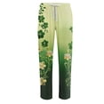 thumbnail image 4 of Domuza Men's St Patricks Day Pajamas Pants Shamrock Clover Stretch Waist Drawstring Pj Pants Relaxed Fit Soft Lounge Sleepwear with Pockets Army Green XL, 4 of 5