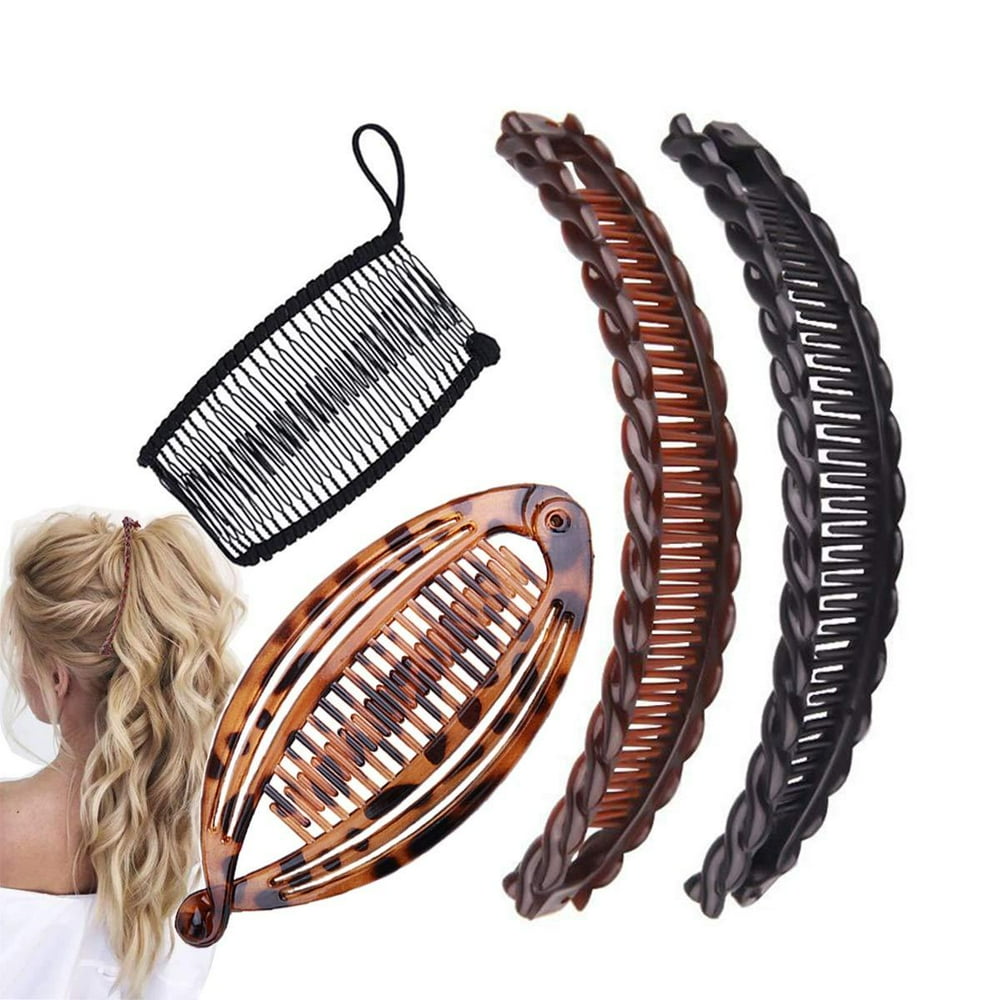 Aaiffey 4pcs Banana Hair Clips Vintage Clincher Combs Tool for Thick
