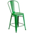 thumbnail image 2 of Flash Furniture Commercial Grade 24" High Distressed Green Metal Indoor-Outdoor Counter Height Stool with Back, 2 of 6