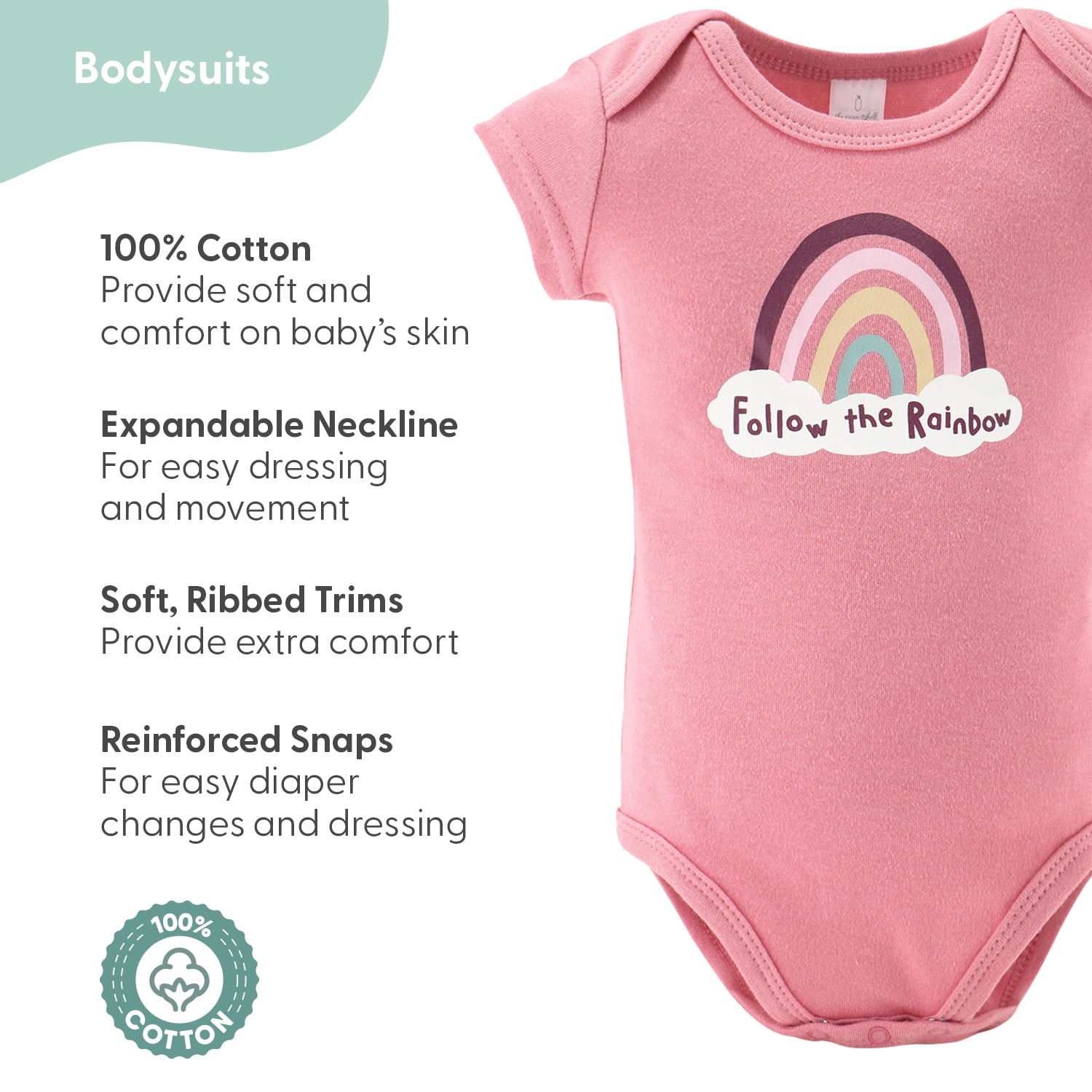 The Peanutshell Layette Gift Set for Baby Girls, 23 Essential Pieces, Pink Rainbow Safari Animals, 0-3 Months