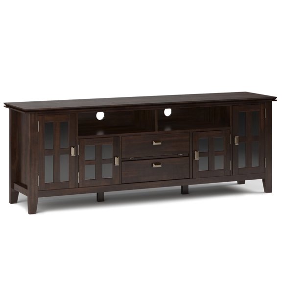 Artisan 72 inch Wide Solid Wood TV Stand in Tobacco Brown For TVs up to 80 inches