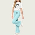 thumbnail image 4 of Juorvia Girls 2 Piece Outfits Summer Loose Fitted Crew Neck T-Shirts Micro Flare Elastic Waist Pants(11-12 Years,Blue1), 4 of 6