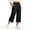 Black, variant on NTACZA Solid Women's Casual Pants Loose Green Cropped High Waist Elastic Capris Scrubs Pants for Women L