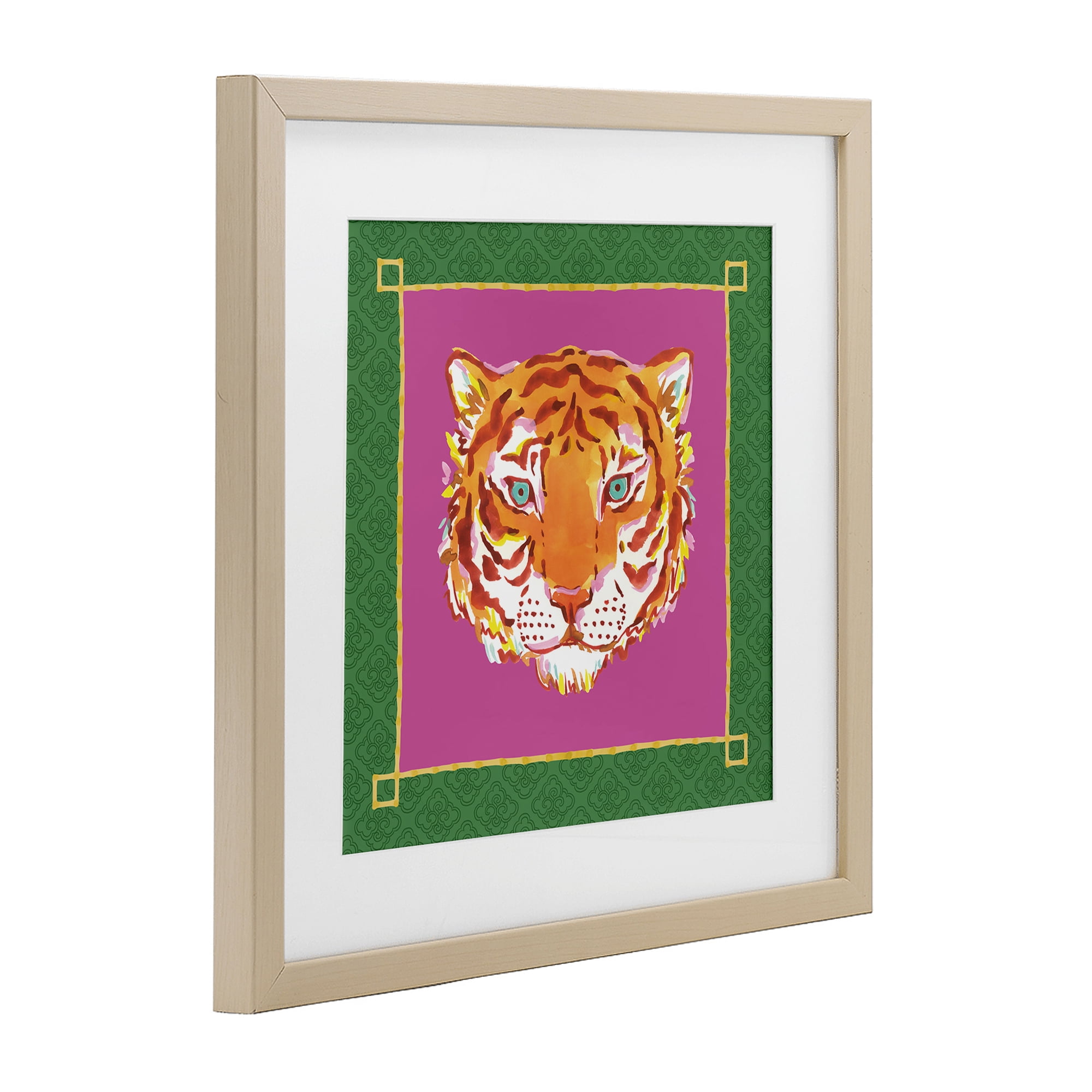 Stupell Industries Bordered Exotic Tiger Portrait Birch Framed Print Under Glass, design by Karolina Sato