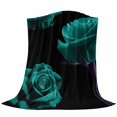 thumbnail image 6 of Teal Blue Rose Blanket Soft Cozy Warm Throw Blanket for Couch, Plush Fuzzy Flannel Fleece Blankets for Sofa, Vintage Abstract Garden Flower Floral Black Bed Blankets Gifts for Men, 40"x50", 6 of 9