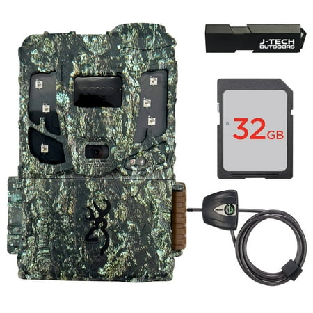 Browning Defender Pro Scout MAX Extreme HD Cellular Trail Game Camera (AT&T+VERIZON) Bundle Includes 32GB Memory Card and J-TECH Card Reader and Python Cable Lock (20MP) | BTCPSMXHD
