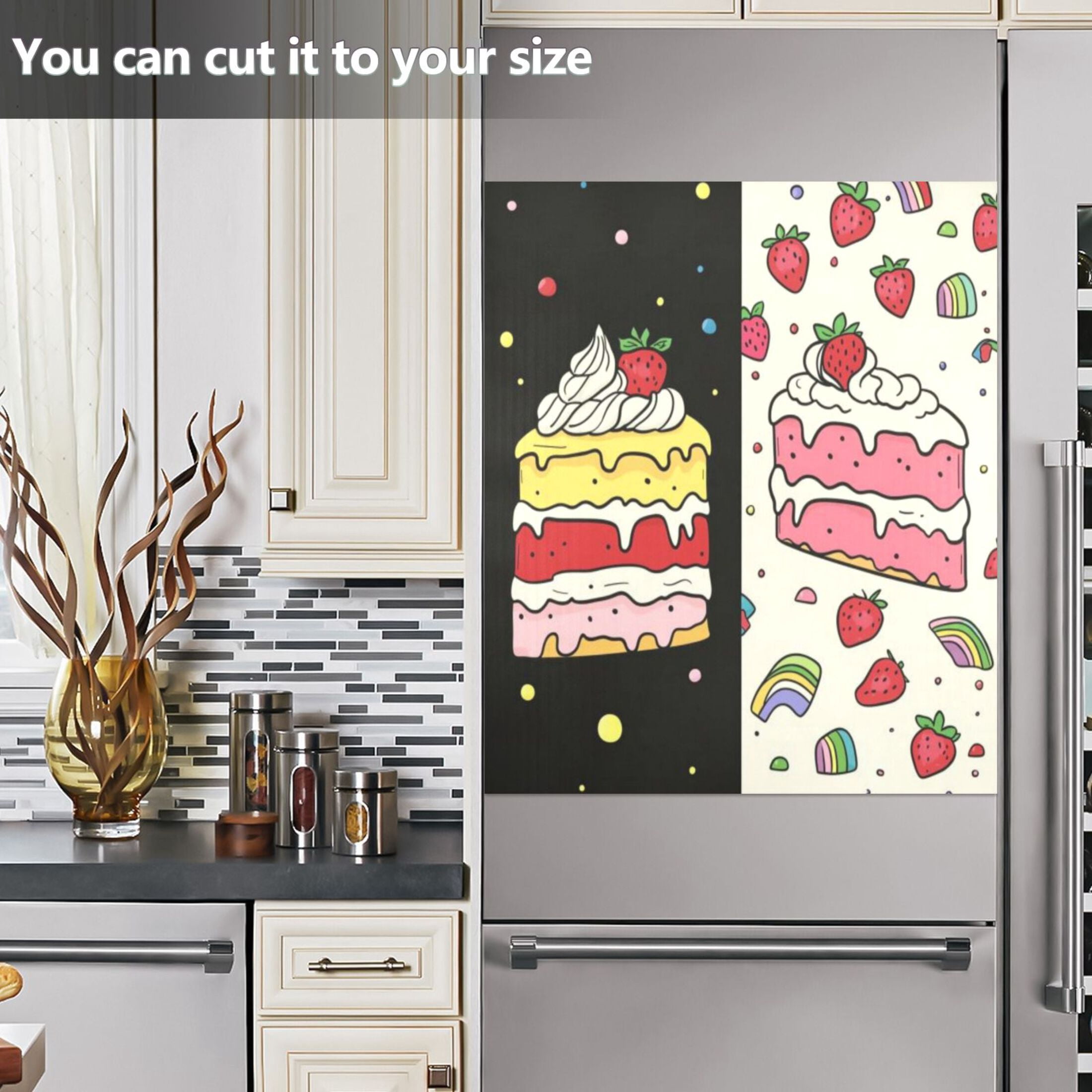 Dishwasher Magnetic Sticker 23x26 Inch Refrigerator Magnetic Sticker Washing Machine Magnetic Sticker Kitchen Panel Magnetic Sticker Home Decor Pink Cream Cake