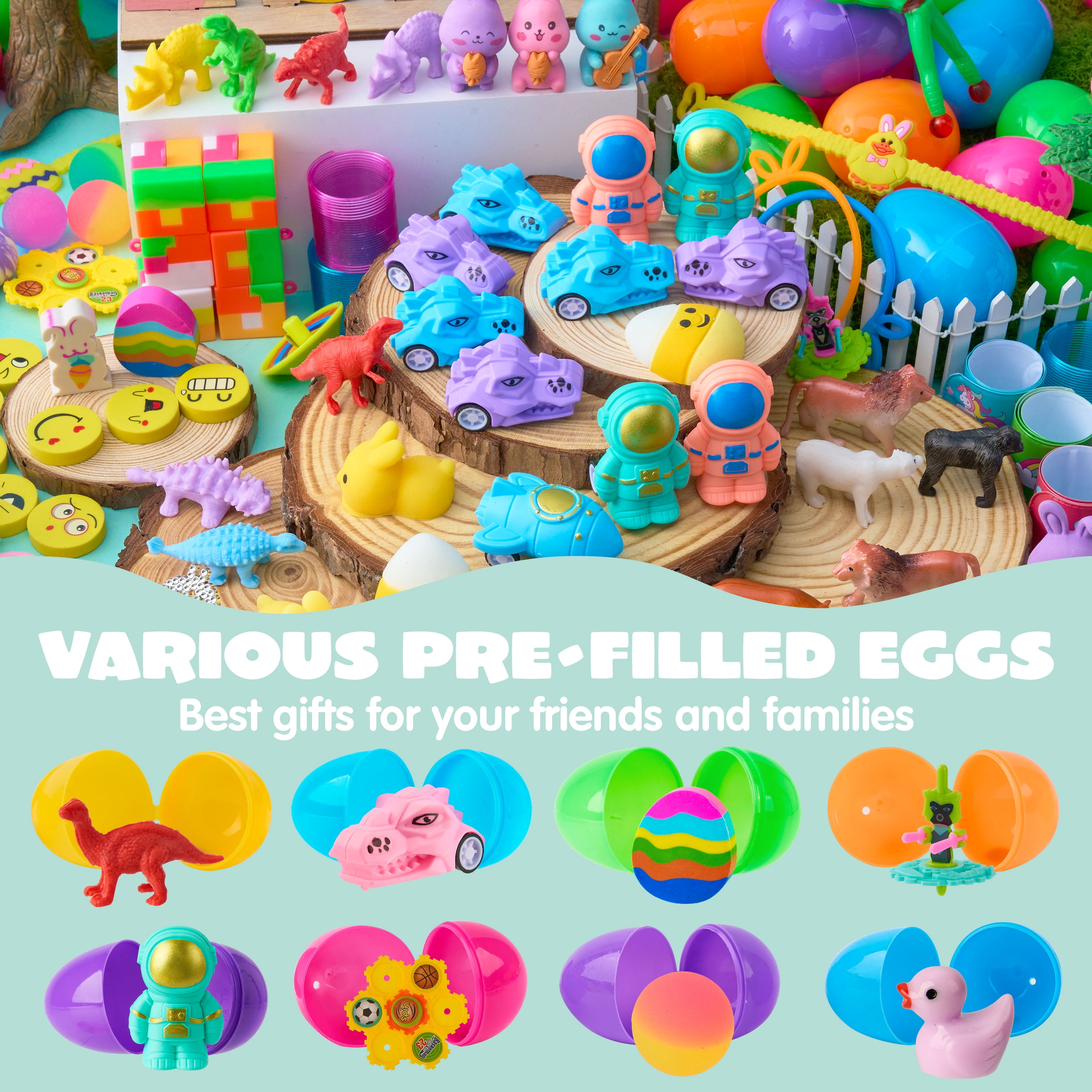 Joyfy 200 Packs Prefilled Easter Eggs with Assorted Toys,2.3" Easter Egg Bulk for Kids,Easter Eggs Hunt Events,Basket Stuffers Fillers,Classroom Prize Supplies