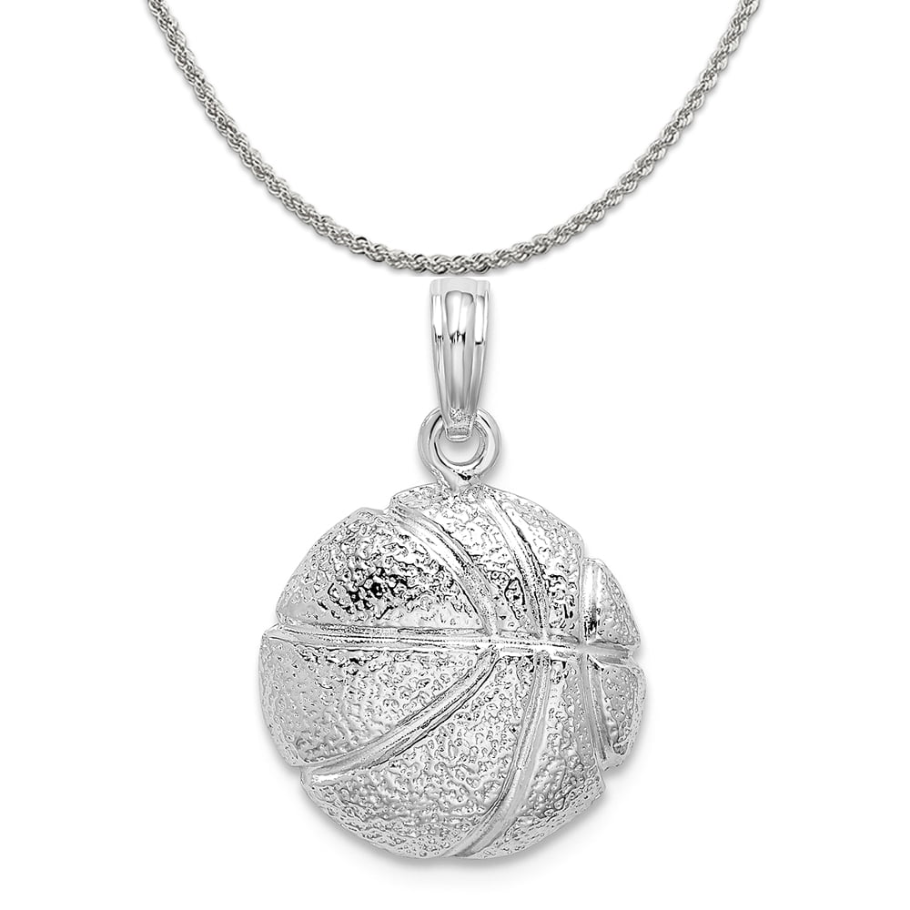 Carat in Karats Sterling Silver Polished Basketball Pendant With