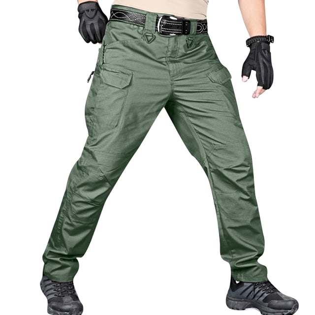 toraway Summer Cargo Pants for Men Baggy with Straps Mens Spring and Autumn Style Loose Large Size Leisure Three Bag String Tooling Multi Pocket Straight Pants M