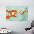 thumbnail image 1 of Guitar Tapestry, Creative Musician Playing Jamming Instrument Acoustic Performing Vintage, Wall Hanging for Bedroom Living Room Dorm Decor, 60W X 40L Inches, Mint Green Orange, by Ambesonne, 1 of 2