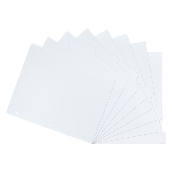 TABLZONE 8Sheets White Plastic Binder Dividers with Tabs for Reports and Journal Use
