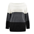thumbnail image 3 of Gibobby SuéTer Para Mujer Mujeres Casual Color sólido A juego Fuera del hombro Suéteres de tamaño Túnica de punto Tops(Gris,G), 3 of 6