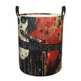 thumbnail image 1 of Balery Abstract Skull Guitar Art Cesta de ropa redonda con asas, impermeable, independiente, para ropa, juguetes, dormitorio y familia-Small, 1 of 6