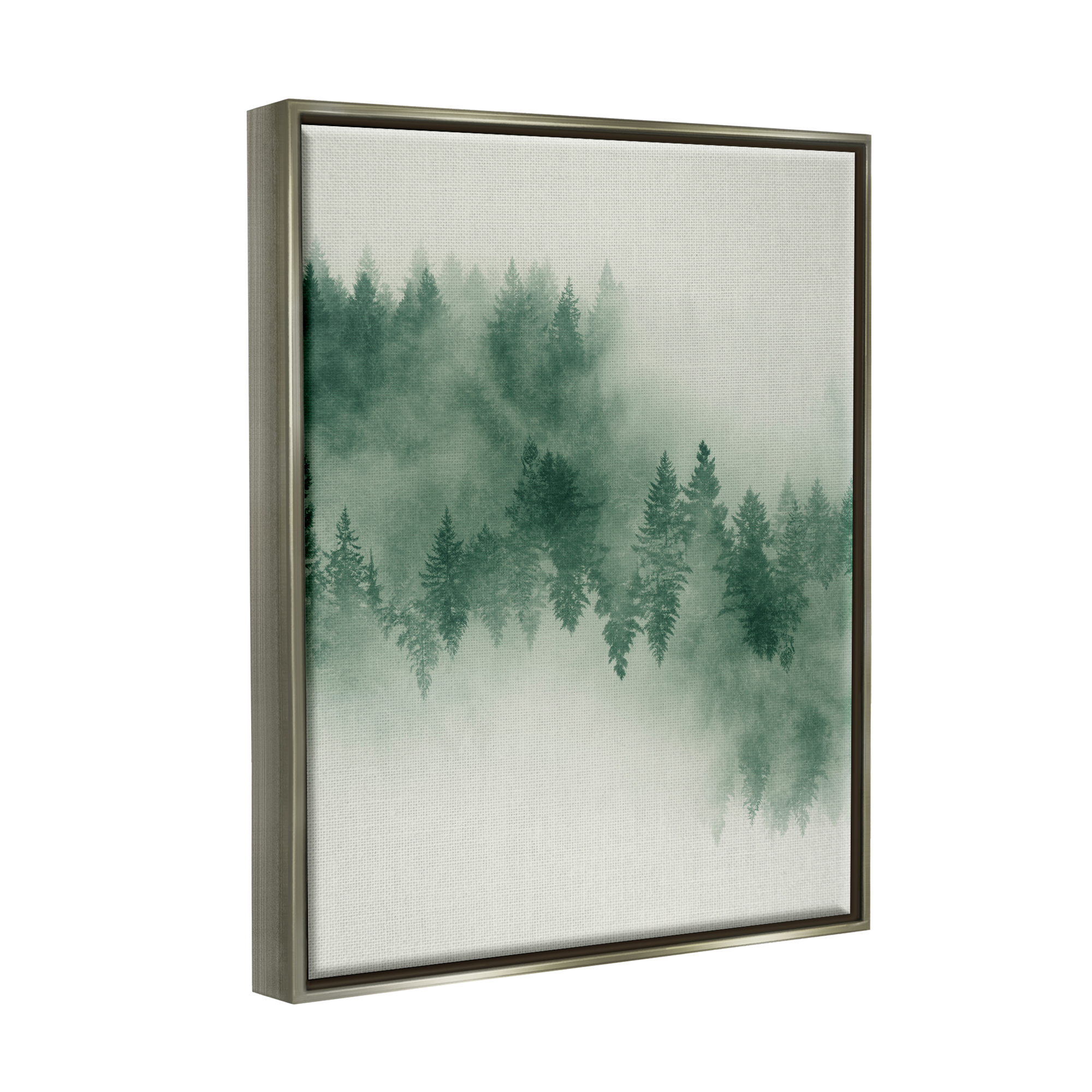 Stupell Surreal Foggy Forest Trees Landscape Painting Gray Floater Framed Art Print Wall Art
