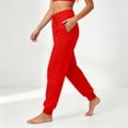 thumbnail image 5 of Women's Fleece Sweatpants Winter High Waisted Joggers Athletic Pants Casual Fall Drawstring Trousers with Pockets,Red L, 5 of 8