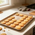 thumbnail image 4 of Non Stick Bakeware Heavy Duty Steel Cookie Sheet For Even Heating Oven Baking Pans For Baking Roasting And Cooking Flat Cookie Sheets Nonstick Set Oven Rack Baking Sheets Paper Roll Stainless Steel, 4 of 4