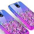thumbnail image 4 of Liquid Glitter Phone Case for Cricket Debut/Vision 3/AT&T Calypso 1 & 2 (U318AA/U319AA) Case Cover w/Tempered Glass Screen Protector - Purple/Blue, 4 of 5