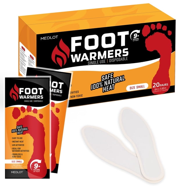Calentadores de pies con plantilla MEDLOT activados por aire, calor por 9 h, 20 pares