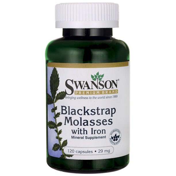 Swanson Blackstrap Molasses with Iron Capsules, 29 mg, 120 Count