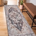 thumbnail image 1 of RYB HOME Washable Runner Rug 2x6 for Enterway Hallway, Abstract Distresssed Rug Soft Faux Wool Stain Resistant Non Slip Door Mat Runner for Kitchen Bathroom Laundry, 2x6 ft, Brown, 1 of 8