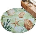 thumbnail image 2 of Round Area Rugs 3.3Ft, Sage Green Coastal Non-Slip Washable Circle Rugs Carpet, Summer Ocean Starfish Shell Indoor Outdoor Rug Floor Mats Throw Runner for Bedroom Living Room Bathroom, 2 of 8
