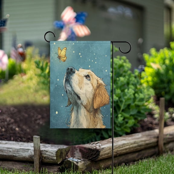 Double Sided Garden Flags 12x18 Inch Fade Resistant Butterfly Kisses for A Pup Yard Flags for Outdoor Patio Porch Lawn Home Decor